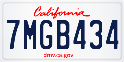 CA license plate 7MGB434
