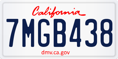 CA license plate 7MGB438