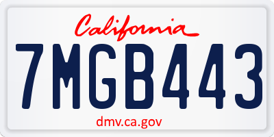 CA license plate 7MGB443