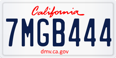 CA license plate 7MGB444
