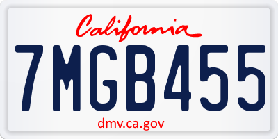CA license plate 7MGB455