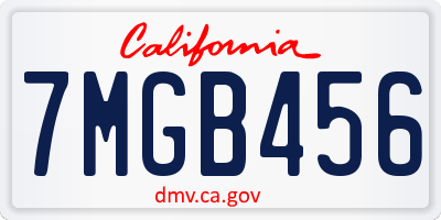 CA license plate 7MGB456