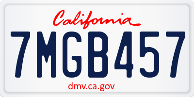 CA license plate 7MGB457