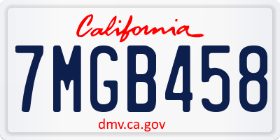 CA license plate 7MGB458