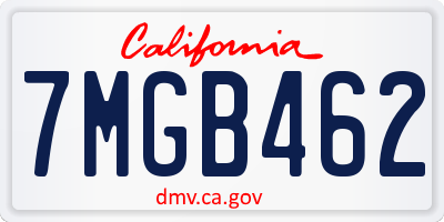 CA license plate 7MGB462