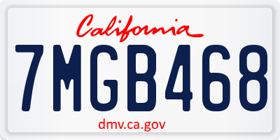 CA license plate 7MGB468