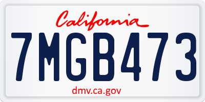 CA license plate 7MGB473