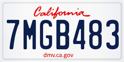 CA license plate 7MGB483