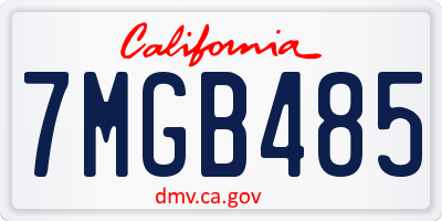 CA license plate 7MGB485
