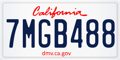 CA license plate 7MGB488