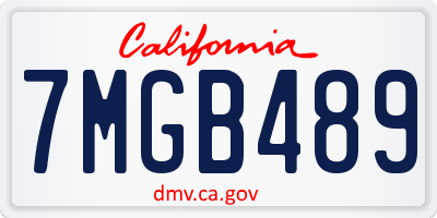 CA license plate 7MGB489