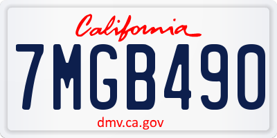 CA license plate 7MGB490