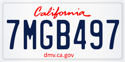 CA license plate 7MGB497