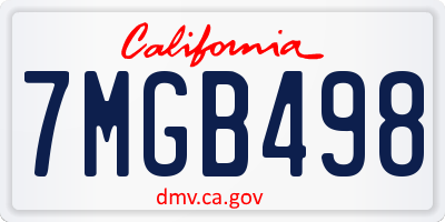 CA license plate 7MGB498