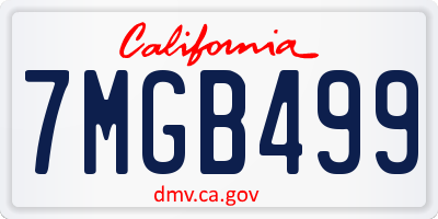 CA license plate 7MGB499