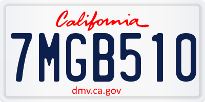 CA license plate 7MGB510