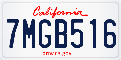 CA license plate 7MGB516