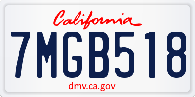 CA license plate 7MGB518