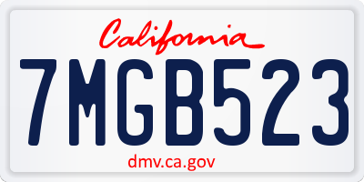 CA license plate 7MGB523