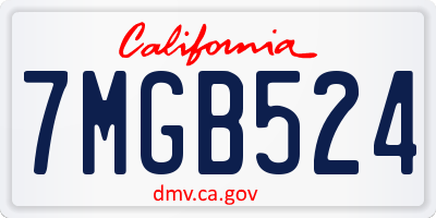 CA license plate 7MGB524