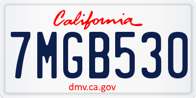 CA license plate 7MGB530