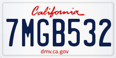 CA license plate 7MGB532