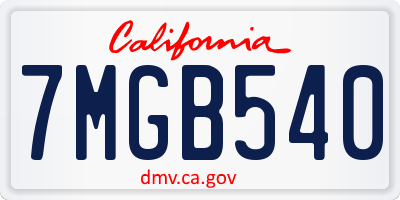 CA license plate 7MGB540