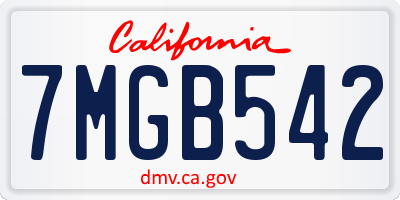 CA license plate 7MGB542
