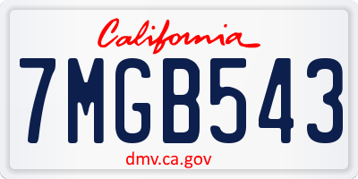 CA license plate 7MGB543