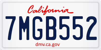 CA license plate 7MGB552