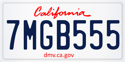 CA license plate 7MGB555