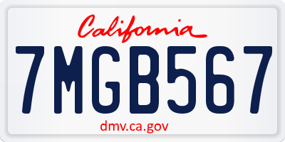 CA license plate 7MGB567