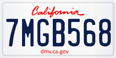 CA license plate 7MGB568