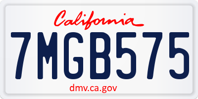 CA license plate 7MGB575