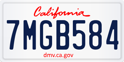 CA license plate 7MGB584