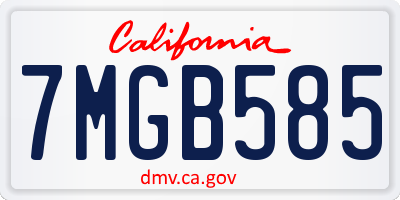 CA license plate 7MGB585