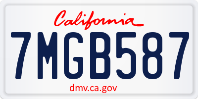 CA license plate 7MGB587