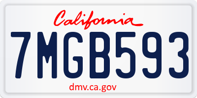 CA license plate 7MGB593