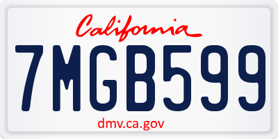 CA license plate 7MGB599