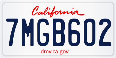 CA license plate 7MGB602