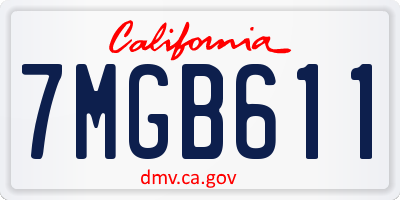 CA license plate 7MGB611
