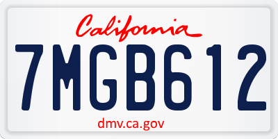 CA license plate 7MGB612