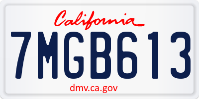 CA license plate 7MGB613