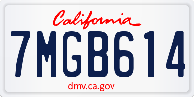 CA license plate 7MGB614