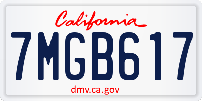 CA license plate 7MGB617