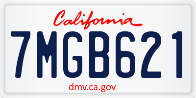 CA license plate 7MGB621