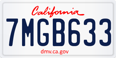 CA license plate 7MGB633