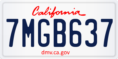 CA license plate 7MGB637