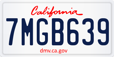 CA license plate 7MGB639