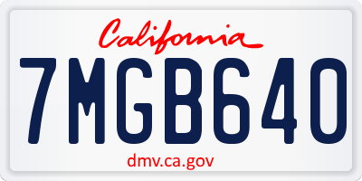 CA license plate 7MGB640